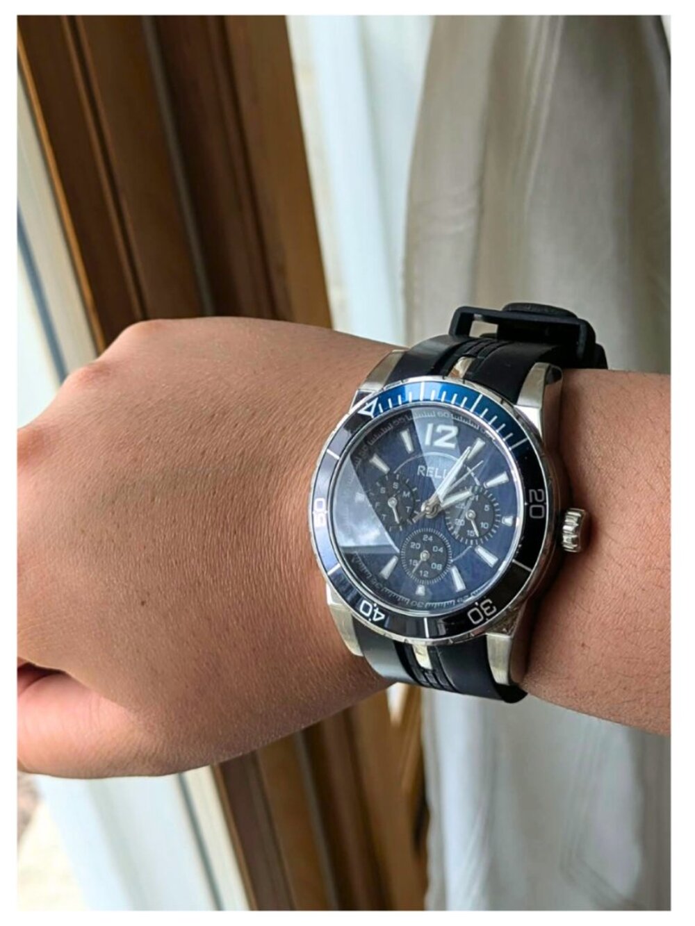 Relic ZR15593 Chronograph Watch Black Silver Stainless Steel